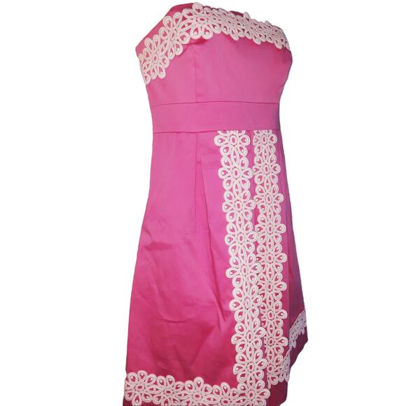 Lilly Pulitzer Sz 2 BETSEY Lace Fit N Flare Strapless Dress - Picture 4 of 10